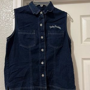 Lightweight dark denim Harley Davidson vest